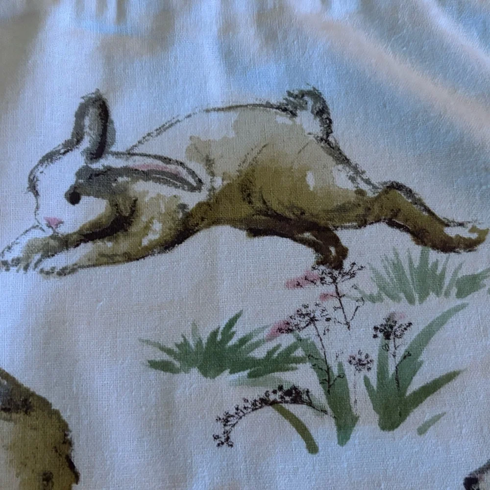 Pottery Barn Festive Bunny Pillow - Green and Cream